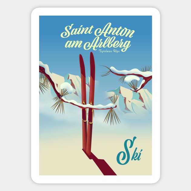 Saint Anton am Arlberg vintage style Ski poster Sticker by nickemporium1